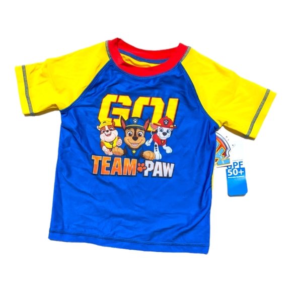Nickelodeon Paw Patrol 3T "Go Team Paw"  Blue/Yellow Rash Gaurd - Picture 1 of 6